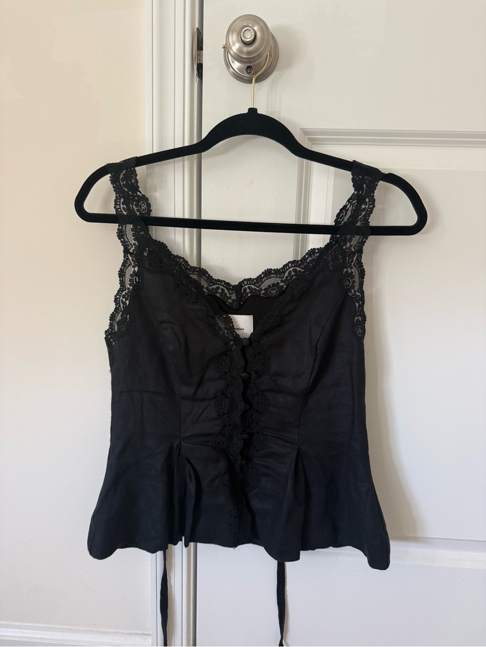 Reformation Black Lace Josephine Top